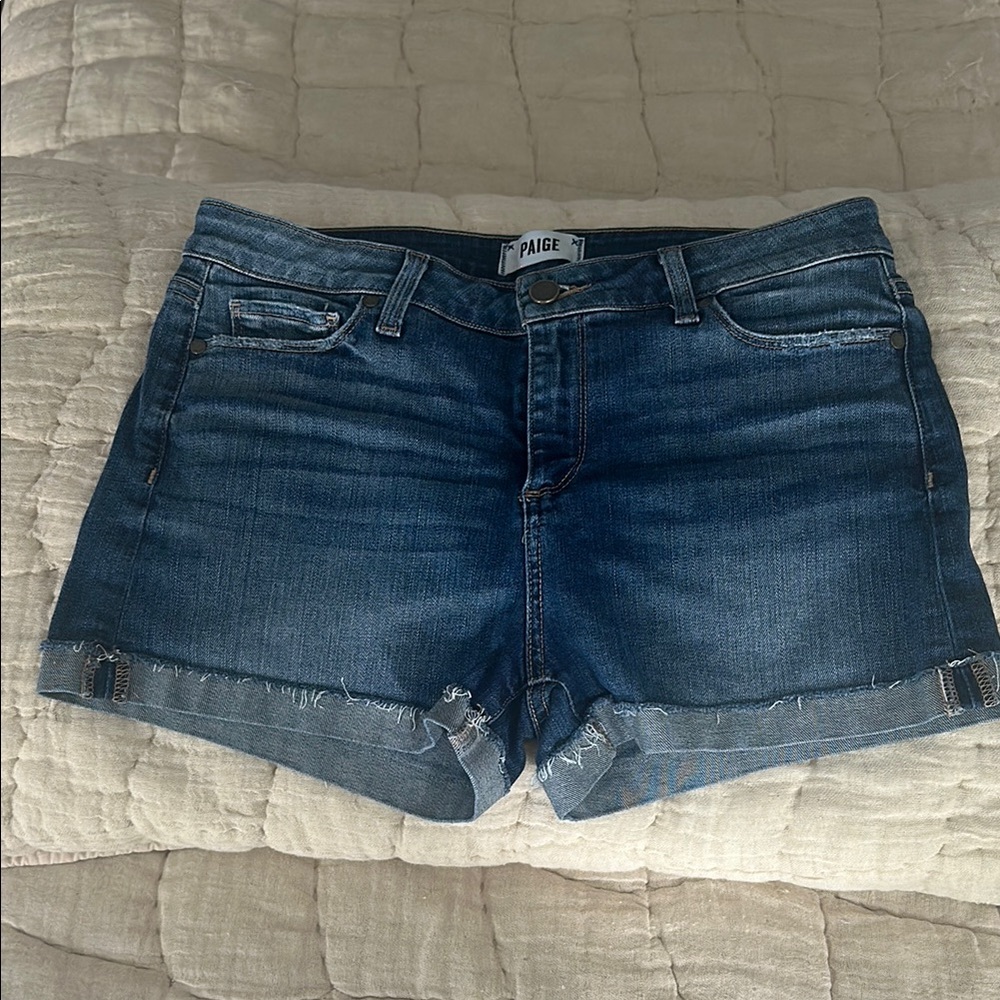 PAIGE Dark Blue Denim Shorts